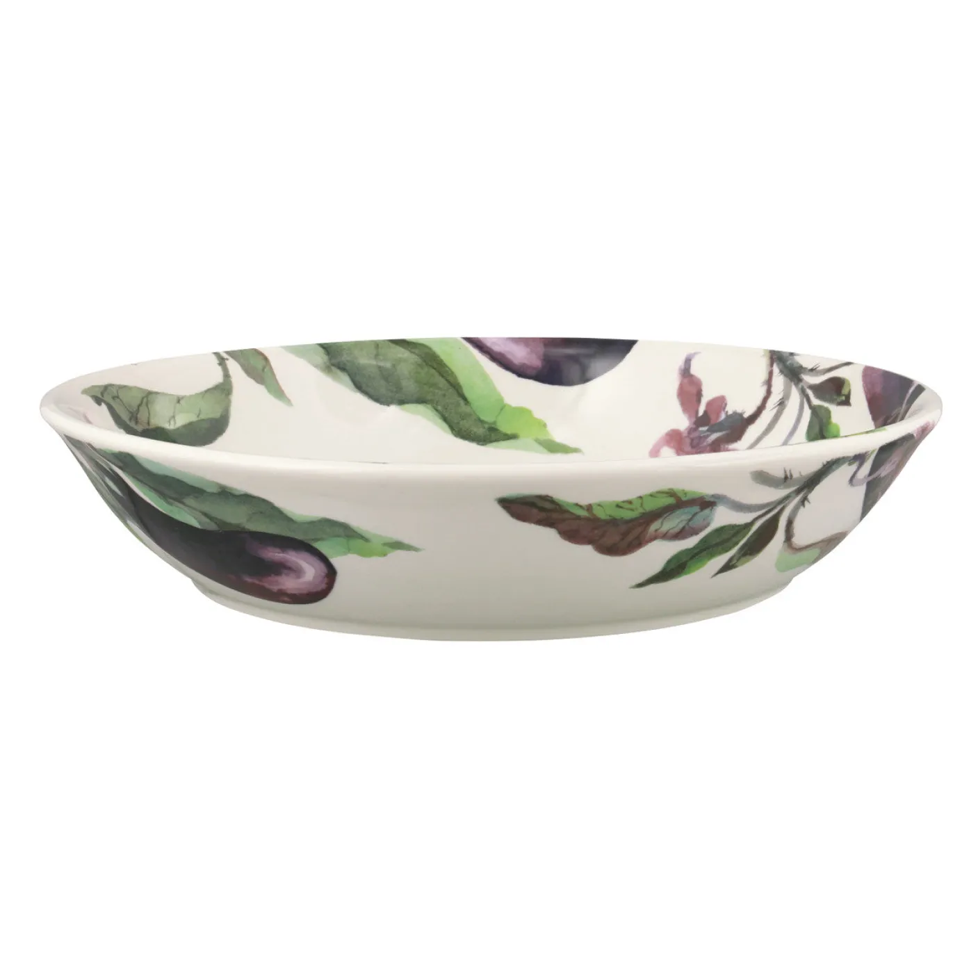 Vegetable Garden Aubergine & Flowers Medium Pasta Bowl