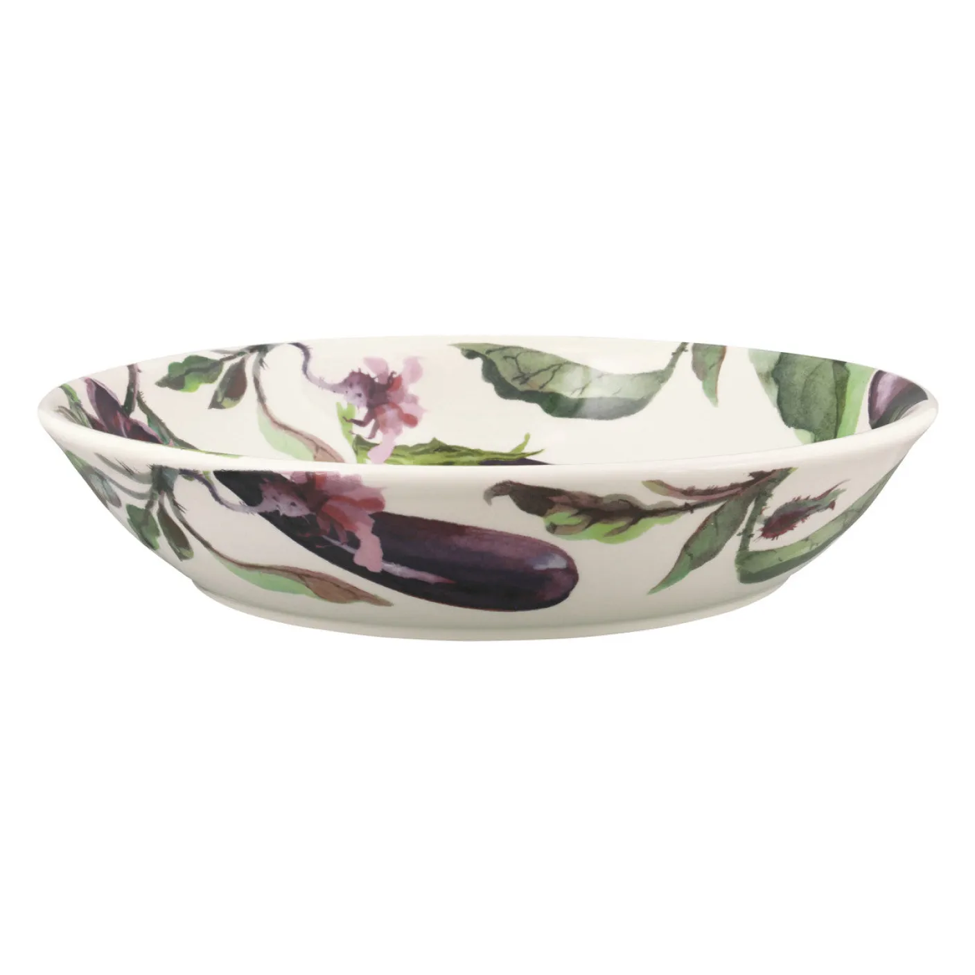 Vegetable Garden Aubergine & Flowers Medium Pasta Bowl
