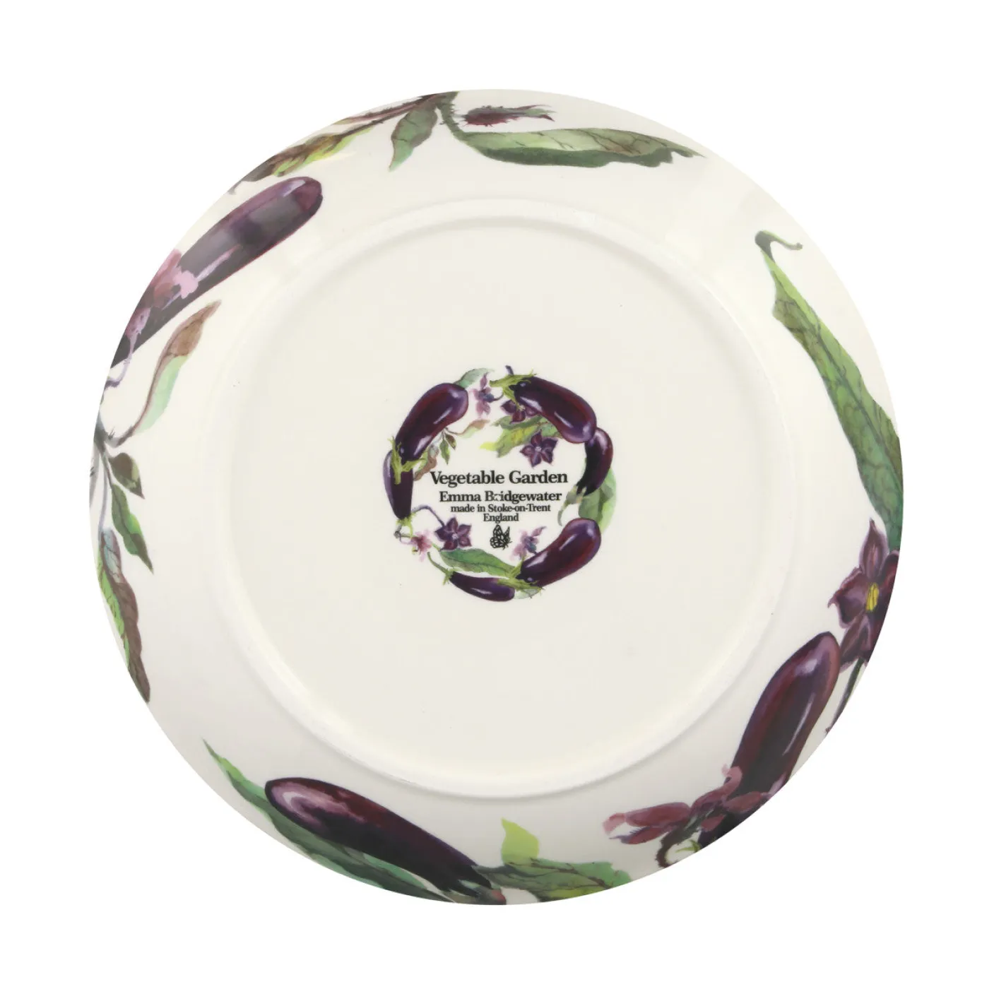 Vegetable Garden Aubergine & Flowers Medium Pasta Bowl