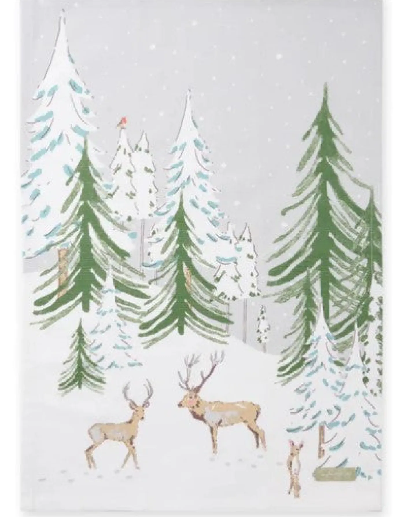 Christmas Stags Scene Tea Towel