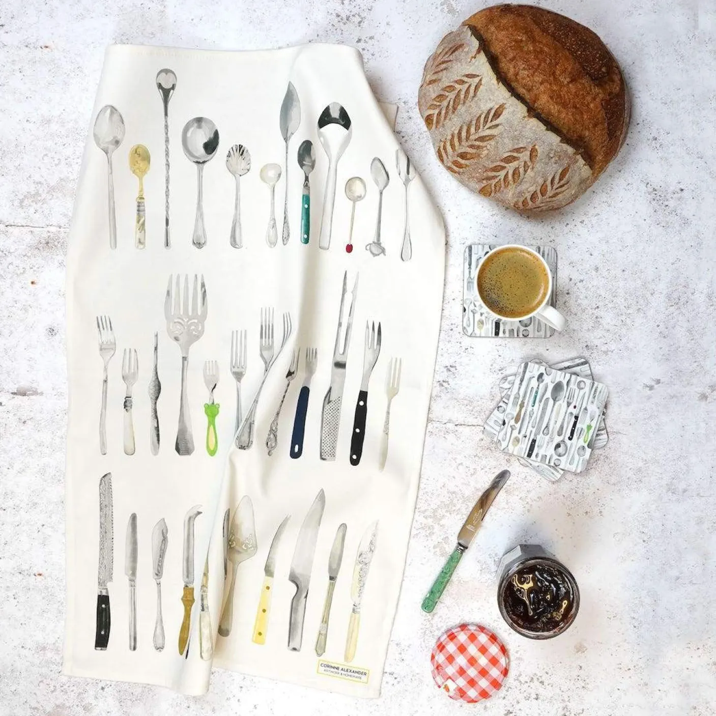Cutlery Draw Tea Towel by Corinne Alexander