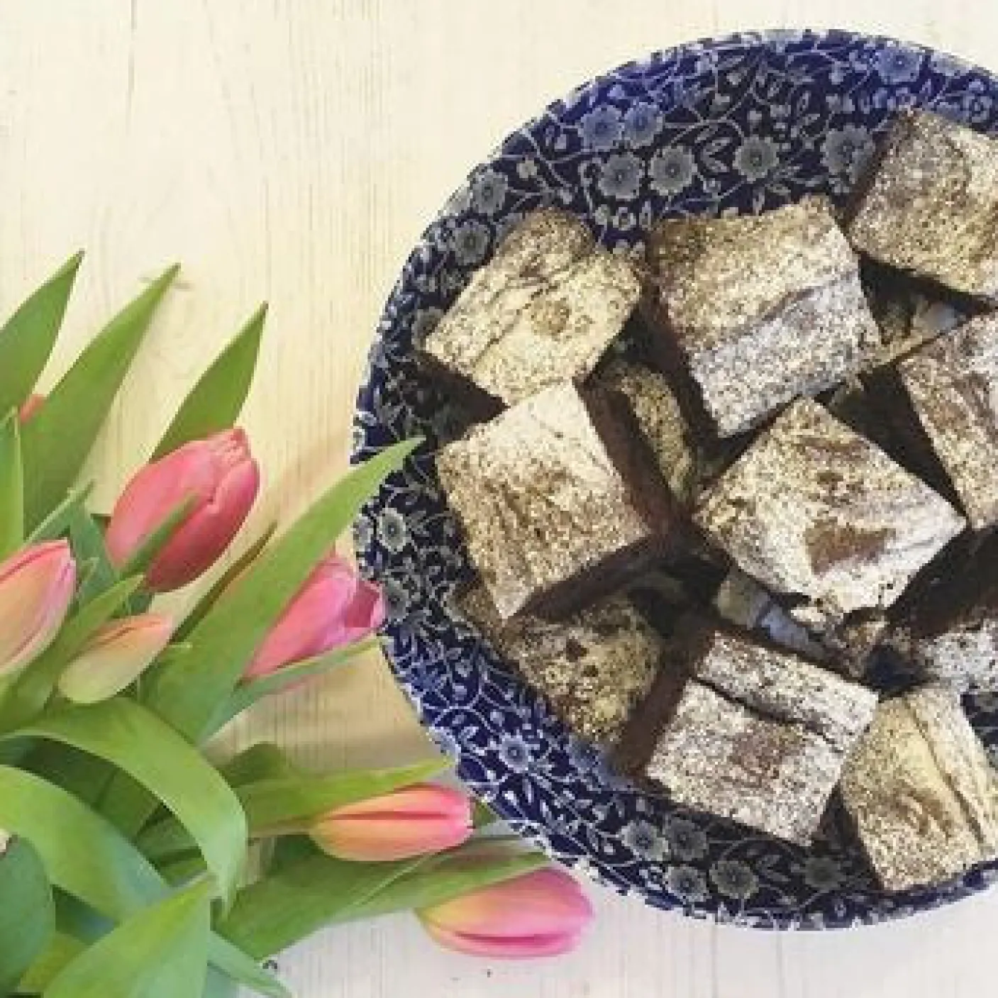 Blue Calico Medium Footed Bowl